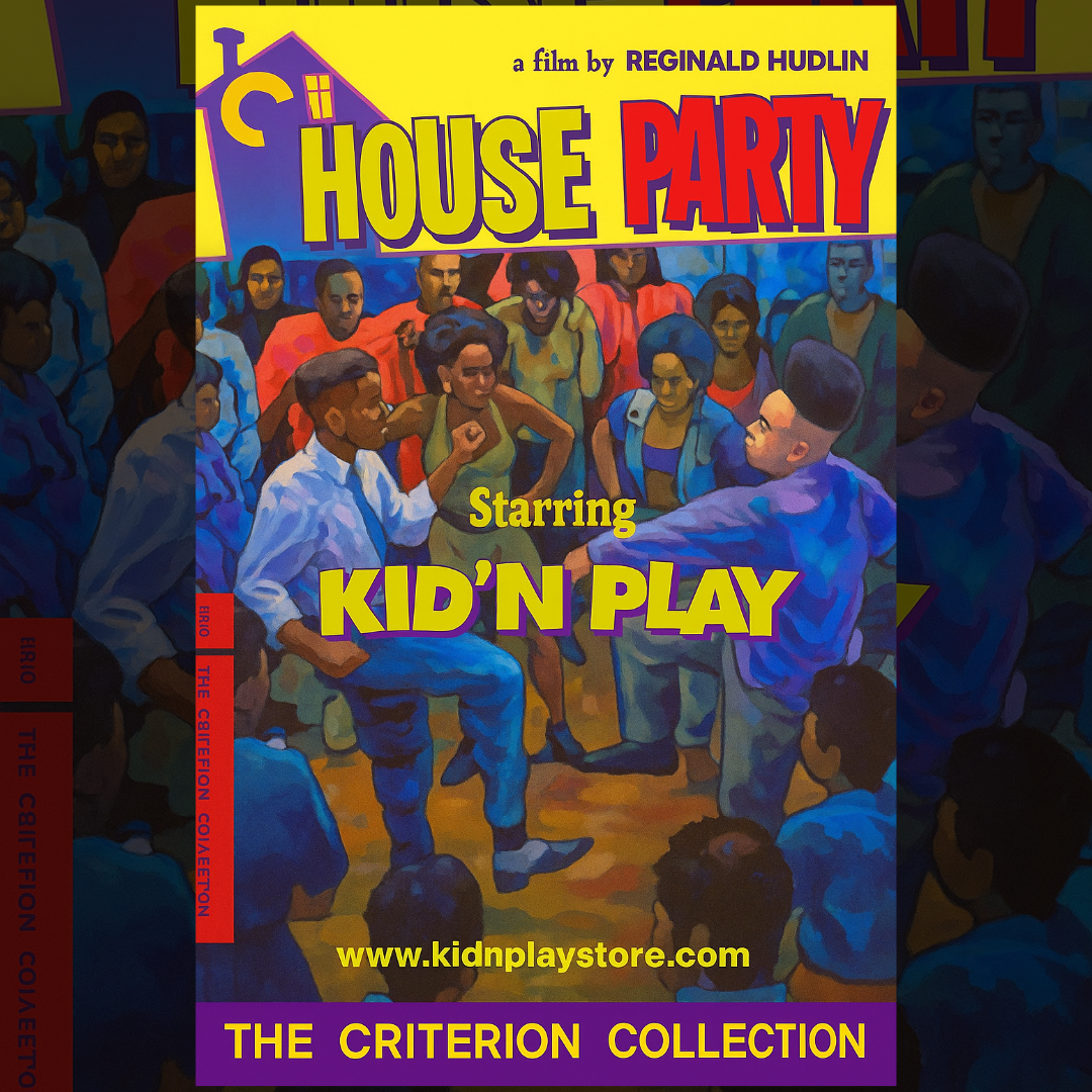 Poster for 'House Party' featuring 'Kid 'N Play' with colorful design and text.